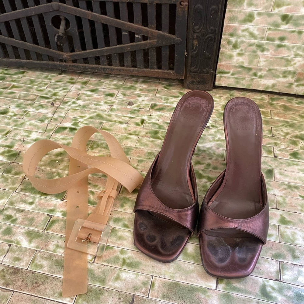 Maryam Nassir Zadeh Brown Lido wedges with latex belt